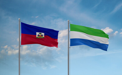 Sierra Leone and Haiti flags, country relationship concept