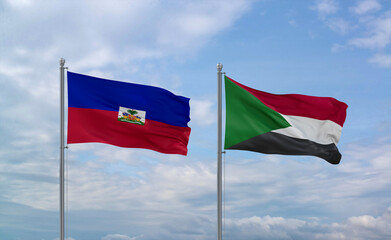 Sudan and Haiti flags, country relationship concept