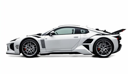 cyberpunk Futuristic sports car on a white background. Modern super sports car on a white background in the studio, a brand-less generic concept car in studio environment