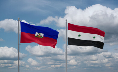 Syrian and Haiti flags, country relationship concept