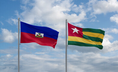 Togo and Haiti flags, country relationship concept