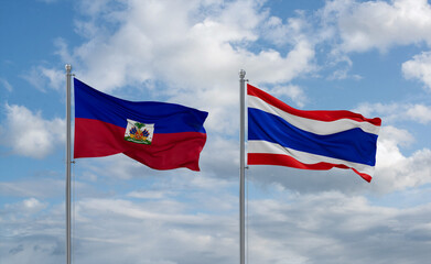 Thailand and Haiti flags, country relationship concept