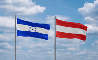 Austria and Honduras flags, country relationship concept