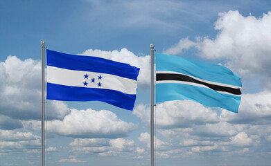 Botswana and Honduras flags, country relationship concept