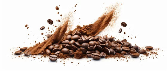 Foto op Plexiglas Coffee powder and coffee beans splash or explosion © khan