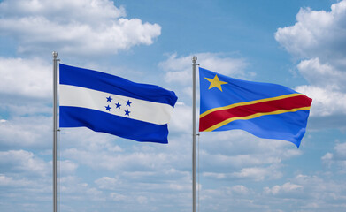 Congo and Honduras flags, country relationship concept