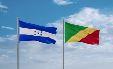 Congo and Honduras flags, country relationship concept
