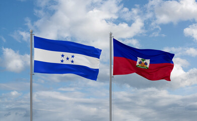 Haiti and Honduras flags, country relationship concept