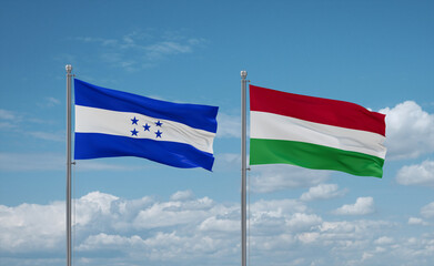 Hungary and Honduras flags, country relationship concept