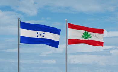 Lebanon and Honduras flags, country relationship concept