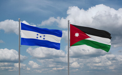 Jordan and Honduras flags, country relationship concept