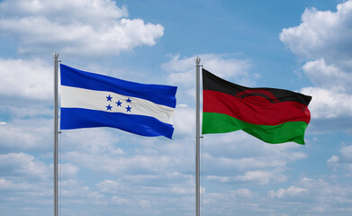 Malawi and Honduras flags, country relationship concept