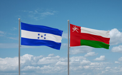Oman and Honduras flags, country relationship concept