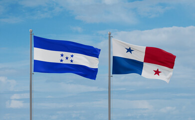 Panama and Honduras flags, country relationship concept