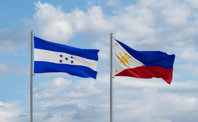 Philippines and Honduras flags, country relationship concept