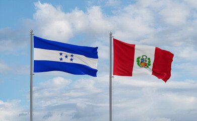 Peru and Honduras flags, country relationship concept