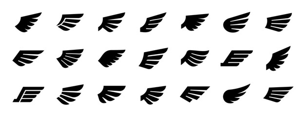 Wings icon. wings badges set. wing symbol. Vector - obrazy, fototapety, plakaty
