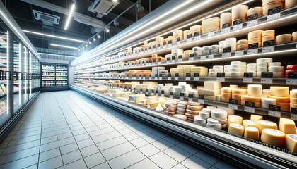Modern Supermarket Dairy Products Section