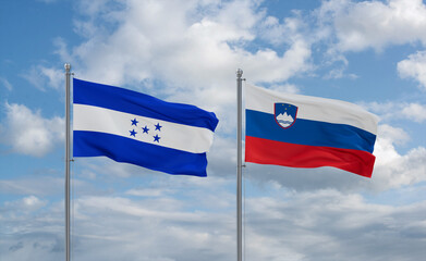 Slovenia and Honduras flags, country relationship concept