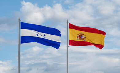 Spain and Honduras flags, country relationship concept