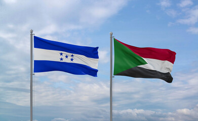 Sudan and Honduras flags, country relationship concept