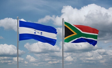 South Africa and Honduras flags, country relationship concept