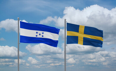 Sweden and Honduras flags, country relationship concept