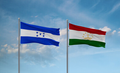 Tajikistan and Honduras flags, country relationship concept