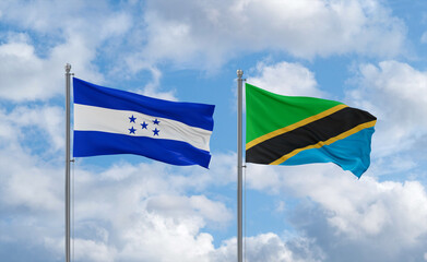 Tanzania and Honduras flags, country relationship concept