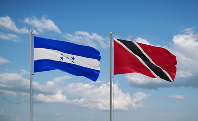 Trinidad and Tobago and Honduras flags, country relationship concept