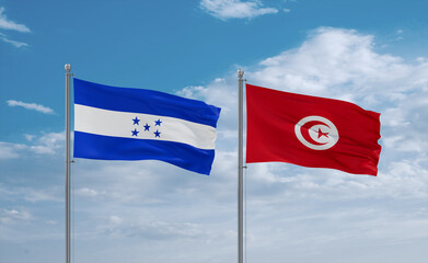 Tunisia and Honduras flags, country relationship concept