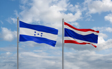 Thailand and Honduras flags, country relationship concept