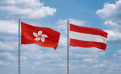 Austria and Hong Kong flags, country relationship concept