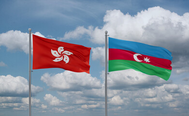Azerbaijan and Hong Kong flags, country relationship concept