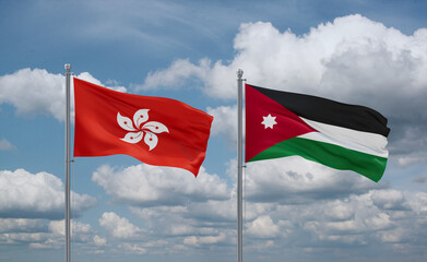 Jordan and Hong Kong flags, country relationship concept