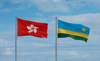 Rwanda and Hong Kong flags, country relationship concept
