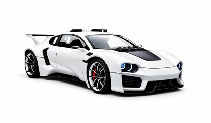 cyberpunk Futuristic sports car on a white background. Modern super sports car on a white background in the studio, a brand-less generic concept car in studio environment