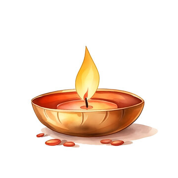 Watercolor colorful diya diwali