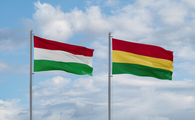 Bolivia and Hungary flags, country relationship concept
