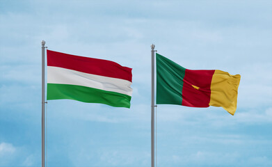Cameroon and Hungary flags, country relationship concept