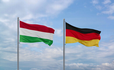 Germany and Hungary flags, country relationship concept