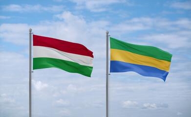 Gabon and Hungary flags, country relationship concept