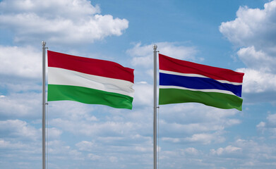 Gambia and Hungary flags, country relationship concept