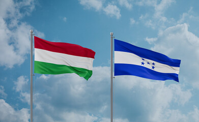 Honduras and Hungary flags, country relationship concept
