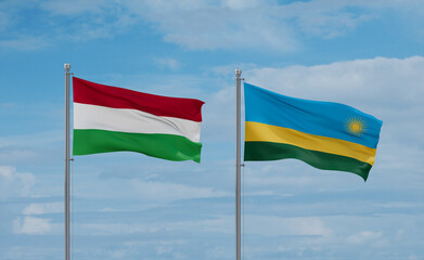 Rwanda and Hungary flags, country relationship concept