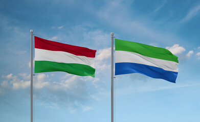Sierra Leone and Hungary flags, country relationship concept