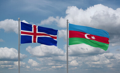 Azerbaijan and Iceland flags, country relationship concept