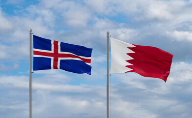 Bahrain and Iceland flags, country relationship concept