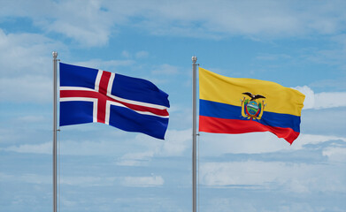 Ecuador and Iceland flags, country relationship concept