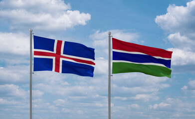 Gambia and Iceland flags, country relationship concept